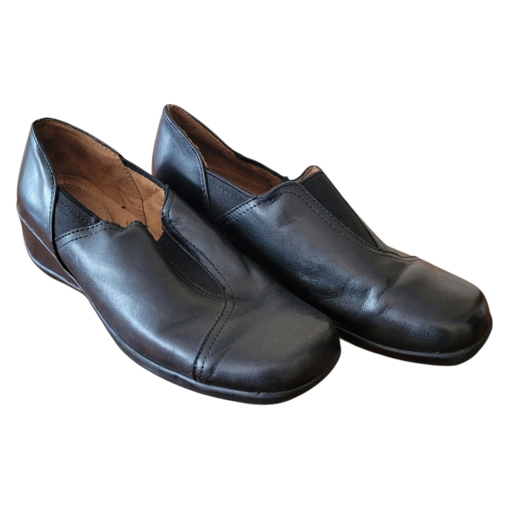 Naturalizer Lorna Black Leather Slip-on Loafers Size 7